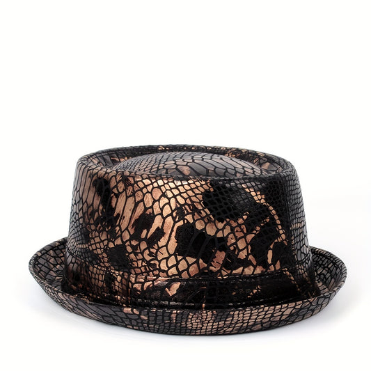 Men's Jazz Flat Leather Top Hat Street Hat
