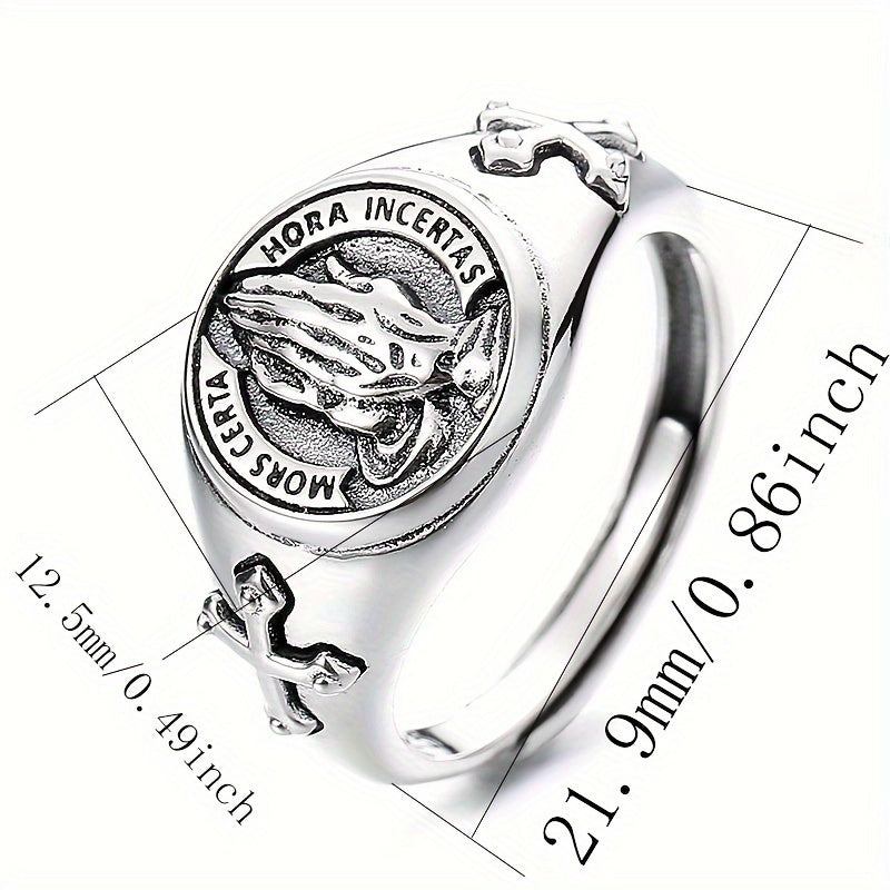 925 Sterling Silvery Ring Divine Praying Hands Design Adjustable Ring for Men And Women High Quality Jewelry Match Daily Outfits