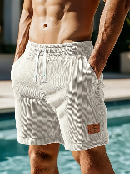 Gengyuanshi Men's Sports Shorts - Premium Fleece Elastic Drawstring Casual Pants, Breathable and Stretchy, Soft and Gentle on Light Beige, Suitable for Running, Cycling, Five-Point Shorts