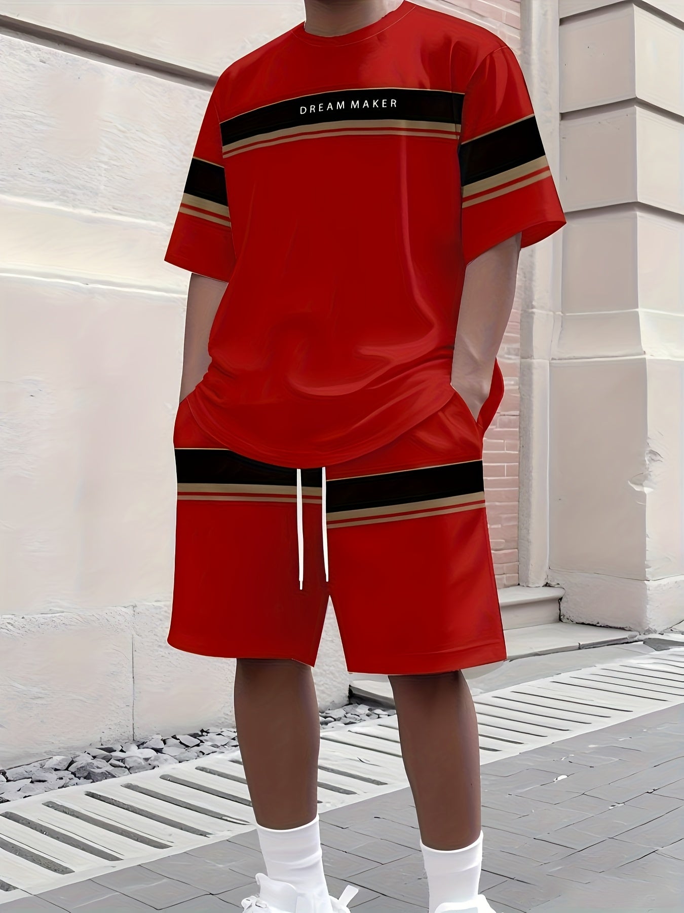 Men'S Athletic T-Shirt & Shorts Set - Navy Blue & White, Drawstring Waist, Sleeveless, Summer Sportswear, Casual Attire|Sporty Look|Comfortable Fi