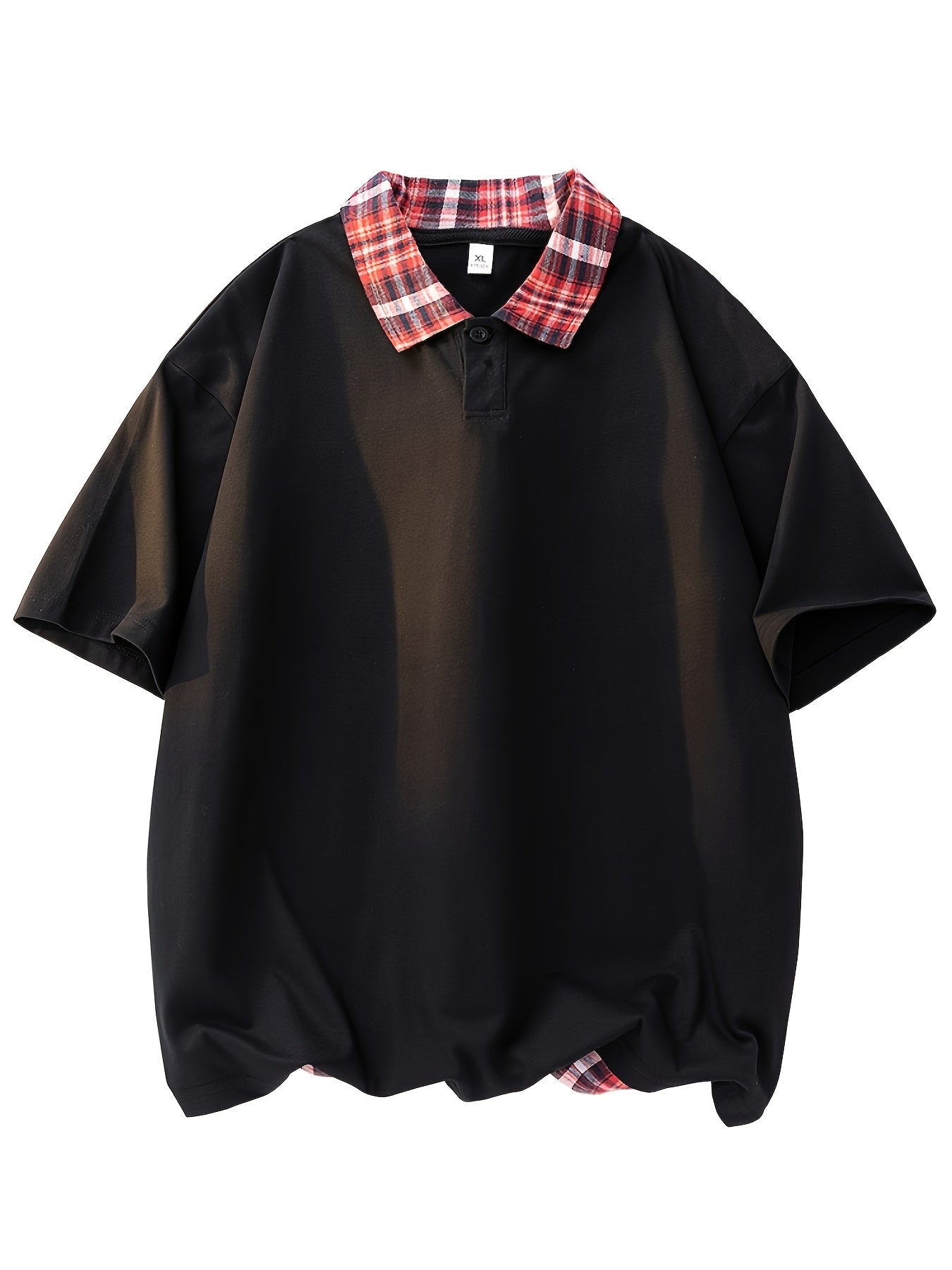 Men'S Casual Color Block Polo Shirt - Short Sleeve, Breathable Polyester, Summer Essential with Yellow and White Check Collar, Relaxed Fit for Weekend Attire, Casual Summer Shirt | Check Pattern Shirt | Polyester Fabric