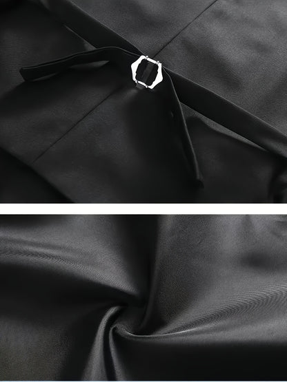 Gilet Sans Manches à Double Boutonnage pour Homme - Noir, Col en V, Léger et Élégant pour Affaires ou Occasions Formelles