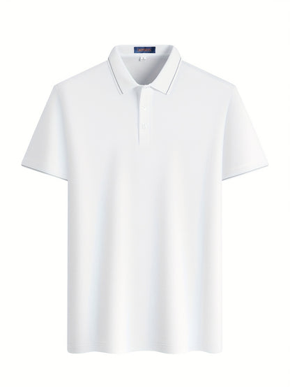 Men'S Casual Summer White Polo Shirt - Breathable, Short Sleeve, 3\u002F4 Length Buttons, Regular Fit, Casual Occasion, Casual Attire | Classic Polo Shirt | Breathable Fabric