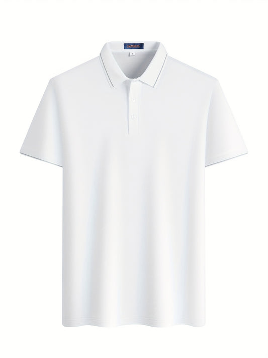 Men'S Casual Summer White Polo Shirt - Breathable, Short Sleeve, 3\u002F4 Length Buttons, Regular Fit, Casual Occasion, Casual Attire | Classic Polo Shirt | Breathable Fabric