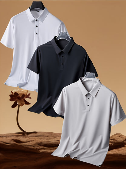 New Summer Solid Color Simple Casual Sports Polo Shirt for Men with a Collar And Short Sleeves.