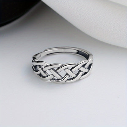 Silver Plated Plated woven wound ring Male Fashion personality Niche design Hipster Punk Food Ring Male fashion temperament Elegant sexy holiday personality Hip Hop style about 3.1g