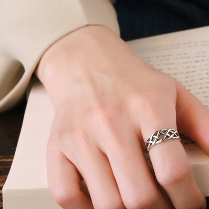 Silver Plated Plated woven wound ring Male Fashion personality Niche design Hipster Punk Food Ring Male fashion temperament Elegant sexy holiday personality Hip Hop style about 3.1g