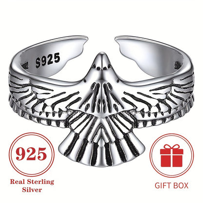 Men's and Women's Fashion Retro Punk Style 3.2g Eagle Adjustable Ring, Perfect for Everyday Versatility
