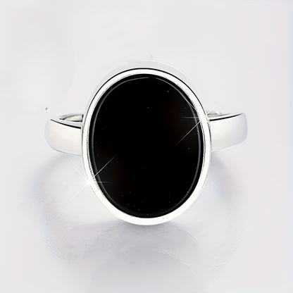 925 Silver, Men's fashionable wide face ring, simple round ring with adjustable opening ring, suitable for party activities, suitable for daily wear and various occasions, the best gift for lovers on Valentine's Day