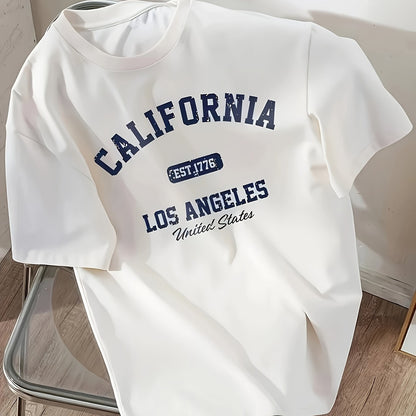 Men's California Graphic Print Breathable Mesh Quick-Dry T-Shirt - Lightweight Summer Casual Tee with Round Neck, Regular Fit for Outdoor Sports & Daily Wear, Skinfriendly Fabric, Active Lifestyle, Short Sleeve, Soft Texture, Printed Shirt, Active Men