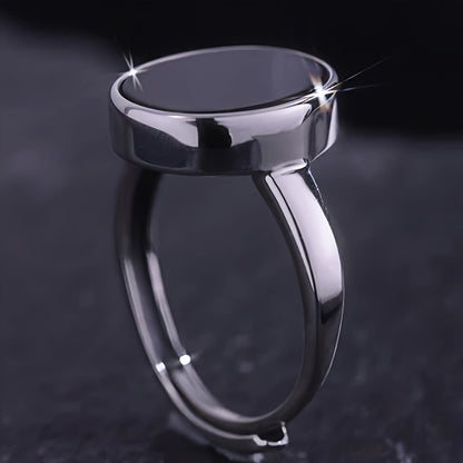 925 Silver, Men's fashionable wide face ring, simple round ring with adjustable opening ring, suitable for party activities, suitable for daily wear and various occasions, the best gift for lovers on Valentine's Day