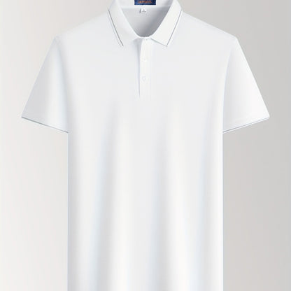 Men'S Casual Summer White Polo Shirt - Breathable, Short Sleeve, 3\u002F4 Length Buttons, Regular Fit, Casual Occasion, Casual Attire | Classic Polo Shirt | Breathable Fabric