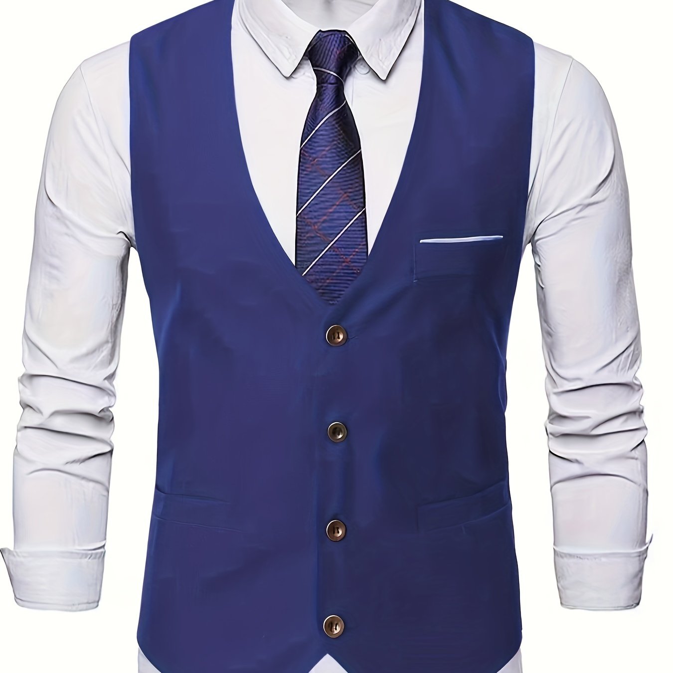 Gilet de Costume à Col en V, Style Rétro Décontracté pour Homme, Gilet Cintré Uni à Simple Boutonnage pour Tenue de Soirée