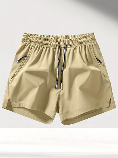 3pcs OBM Men's Moisture-Wicking Lightweight Athletic Shorts with Adjustable Drawstring Waist & Zipper Pocket - Breathable Quick-Dry Gym Running Training Shorts for Summer, Beach, Outdoor Activities (Teal, Burgundy, Navy)