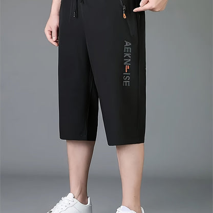 1pc Ice Slippy Fiber Fabric Casual Men's Quick-Dry Five-Pocket Summer Shorts Suitable for Running, Fitness, Basketball, etc