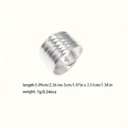 Elegant 925 Silver Hand-hammered Wide Ring, Adjustable Ring for Women, Wide Face Ring for Men, Retro And Simple, Suitable for Daily Party Wear, Birthday, Mother's Day, Father's Day, Valentine's Day, Graduation Gift