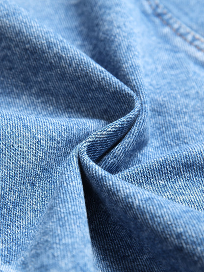 Veste en jean décontractée pour homme, mélange de coton, non extensible, couleur unie, sans manches, col à revers, coupe standard, tissée avec détails de poches