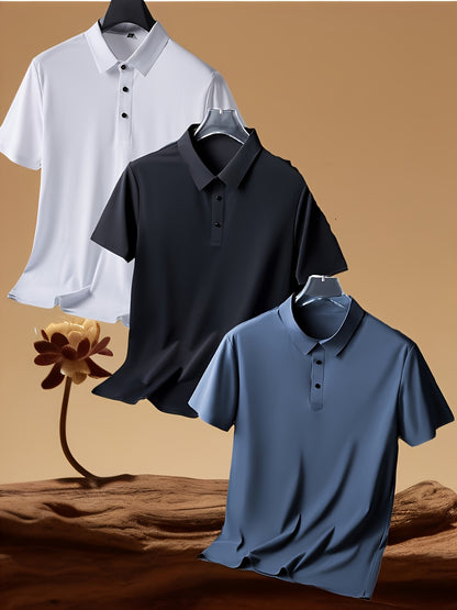 New Summer Solid Color Simple Casual Sports Polo Shirt for Men with a Collar And Short Sleeves.