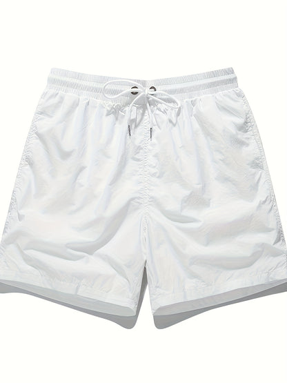 High-Quality Unisex Fashion Casual Shorts - Lightweight, Stretchy Polyester Fabric, Solid Color with Pockets, Drawstring Waist - Perfect for Outdoor Activities, Running, Hiking & Weekend Casual