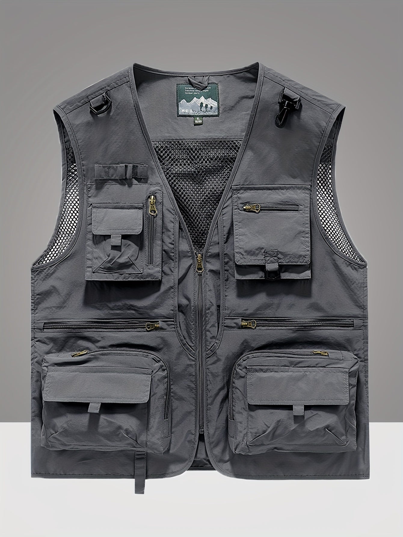 Gilet en Nylon pour Hommes | Conception à Multipoches pour Activités Extérieures | Panneaux en Maille Respirante et Poches Zippées | Polyvalent Toutes Saisons | Idéal pour la Randonnée, la Pêche & l'Entraînement | Durable & Confortable | Vert Olive