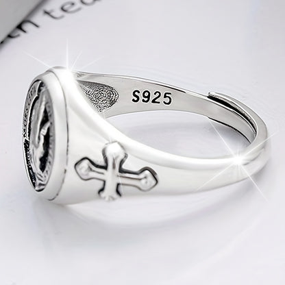 925 Sterling Silvery Ring Divine Praying Hands Design Adjustable Ring for Men And Women High Quality Jewelry Match Daily Outfits