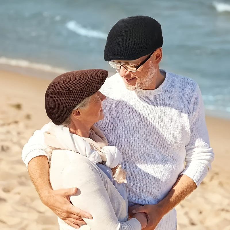 6pcs Men'S Breathable Mesh Flat Caps - Lightweight, Polyester, Round Brim, Ideal for Summer, Sports, and Casual Wear, Sports Cap | Stylish Headgear | Lightweight Cap