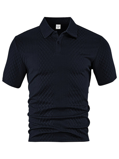 Men'S New Trendy Polo Shirt, Outdoor Casual Sports Button-Up, Striped Collared Top.