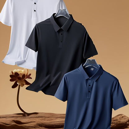 New Summer Solid Color Simple Casual Sports Polo Shirt for Men with a Collar And Short Sleeves.