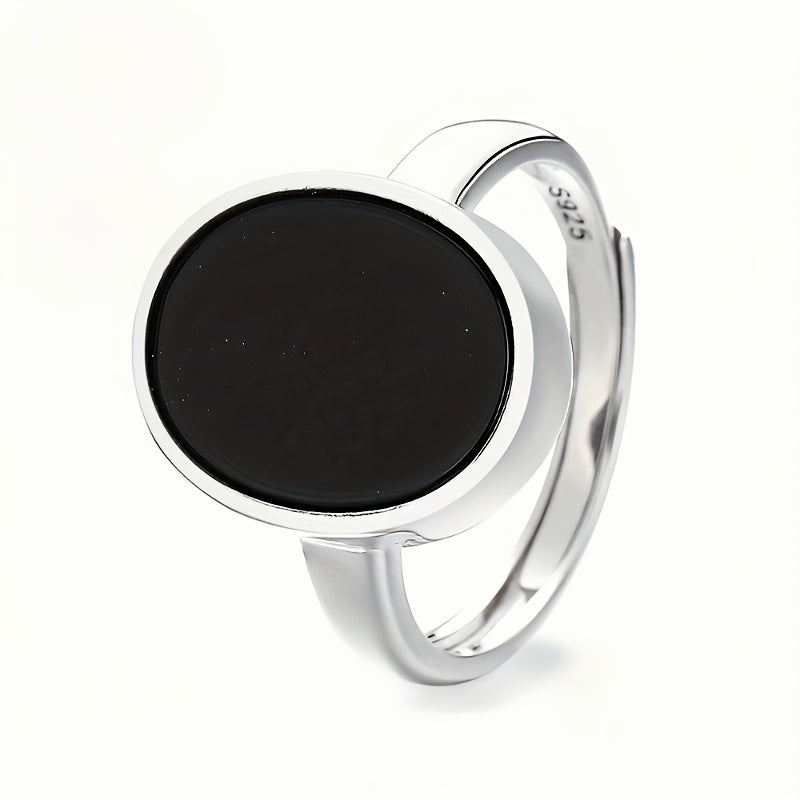 925 Silver, Men's fashionable wide face ring, simple round ring with adjustable opening ring, suitable for party activities, suitable for daily wear and various occasions, the best gift for lovers on Valentine's Day