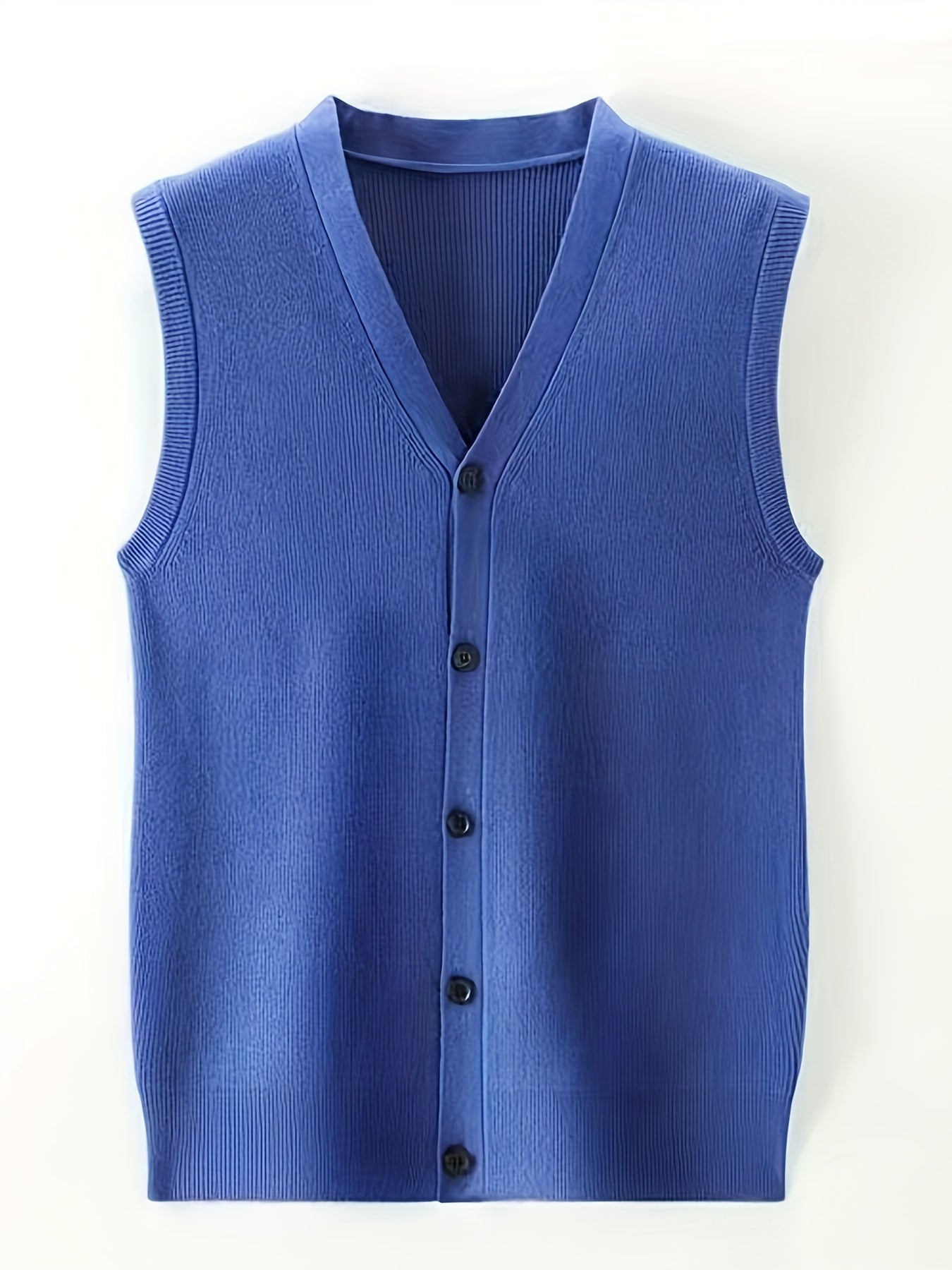 Gilet à col en V de couleur unie tricoté confortable et à la mode pour hommes 1 pièce (Jiang Xuyu)