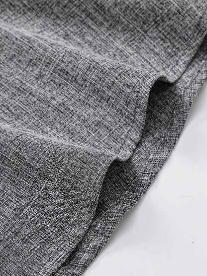 Men's Casual Linen Button- Shirt - Short Sleeve, Black & Gray, Lightweight & Breathable, Perfect for Beach, Summer, Weddings & Outdoor Activities, Outdoor Casual Top | Turndown Collar Shirt | Breathable Material