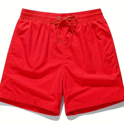 High-Quality Unisex Fashion Casual Shorts - Lightweight, Stretchy Polyester Fabric, Solid Color with Pockets, Drawstring Waist - Perfect for Outdoor Activities, Running, Hiking & Weekend Casual