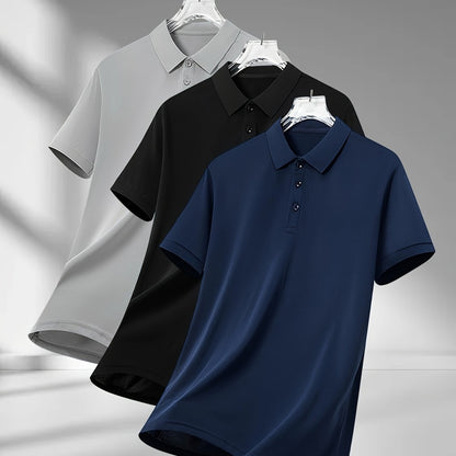Summer New Short-Sleeve Polo Shirts with a Collar, Great Value Pack of 3 Casual Tops.