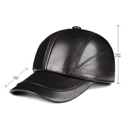 Premium Sheepskin Baseball Cap, Fashion Casual for Men and Women, Suitable for Spring and Autumn Season, Genuine Leather Hat