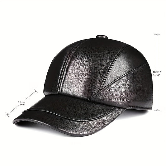 Premium Sheepskin Baseball Cap, Fashion Casual for Men and Women, Suitable for Spring and Autumn Season, Genuine Leather Hat