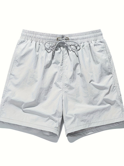 High-Quality Unisex Fashion Casual Shorts - Lightweight, Stretchy Polyester Fabric, Solid Color with Pockets, Drawstring Waist - Perfect for Outdoor Activities, Running, Hiking & Weekend Casual