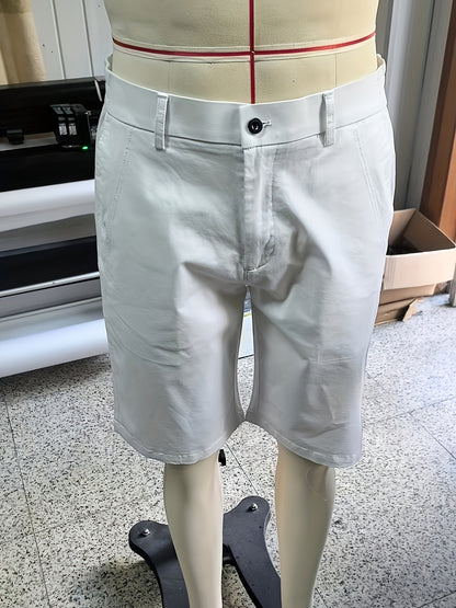 Men's Lightweight Golf Shorts with Elastic Waistband, UV Protection, and Multiple Pockets - Breathable Cotton-Spandex Blend for Casual, Outdoor, and Golf Activities - Solid Mint Green