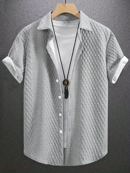 Men's Casual Short Sleeve Golf Shirt - Breathable Striped Pattern, Machine Washable Regular Fit for Summer Outdoor Hiking & Sports, Leisure Clothing | Classic Style | Nontransparent Material