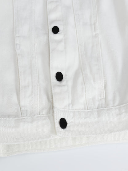 Veste décontractée en denim pour homme - Style moto, couleur unie, boutonnage, tissu non extensible, idéale pour le printemps\u002Fl'automne