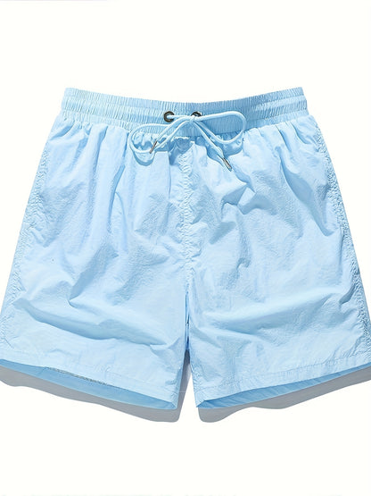 High-Quality Unisex Fashion Casual Shorts - Lightweight, Stretchy Polyester Fabric, Solid Color with Pockets, Drawstring Waist - Perfect for Outdoor Activities, Running, Hiking & Weekend Casual