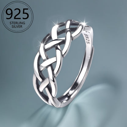 Silver Plated Plated woven wound ring Male Fashion personality Niche design Hipster Punk Food Ring Male fashion temperament Elegant sexy holiday personality Hip Hop style about 3.1g