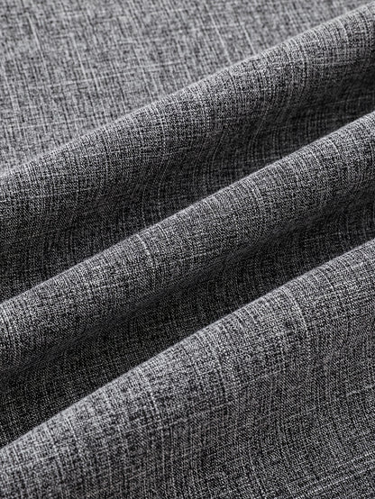 Men's Casual Linen Button- Shirt - Short Sleeve, Black & Gray, Lightweight & Breathable, Perfect for Beach, Summer, Weddings & Outdoor Activities, Outdoor Casual Top | Turndown Collar Shirt | Breathable Material