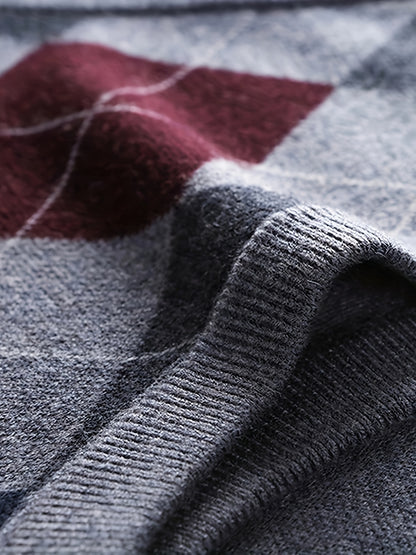 Gilet Tricoté à Col en V pour Homme - Pull Sans Manches Toutes Saisons, Polyvalent pour Tenue Décontractée, Bureau et Mariage - Lavable en Machine, Coupe Régulière, Élasticité Moyenne, Noir