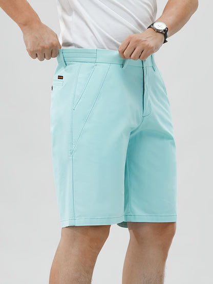 Men's Lightweight Golf Shorts with Elastic Waistband, UV Protection, and Multiple Pockets - Breathable Cotton-Spandex Blend for Casual, Outdoor, and Golf Activities - Solid Mint Green