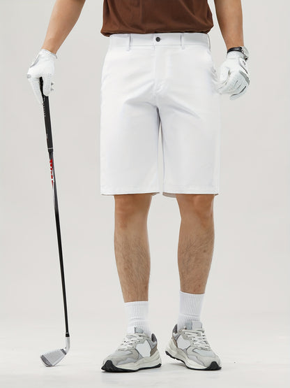 Men's Lightweight Golf Shorts with Elastic Waistband, UV Protection, and Multiple Pockets - Breathable Cotton-Spandex Blend for Casual, Outdoor, and Golf Activities - Solid Mint Green