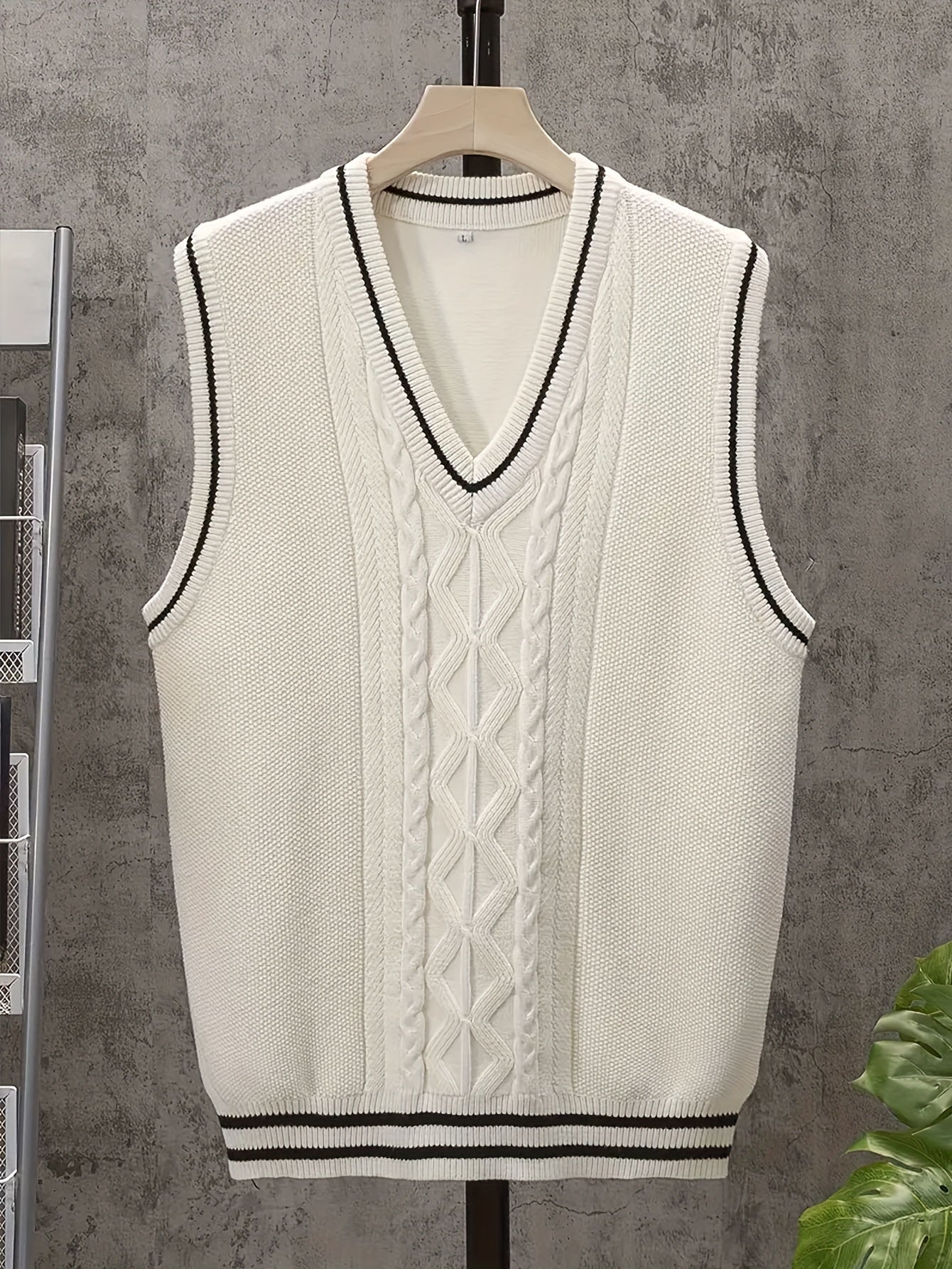 Gilet sans manches en viscose bleue pour homme - Design torsadé décontracté et sportif, col en V, élasticité moyenne, idéal pour la randonnée, les tenues décontractées et les activités de plein air.