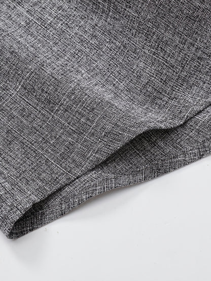 Men's Casual Linen Button- Shirt - Short Sleeve, Black & Gray, Lightweight & Breathable, Perfect for Beach, Summer, Weddings & Outdoor Activities, Outdoor Casual Top | Turndown Collar Shirt | Breathable Material