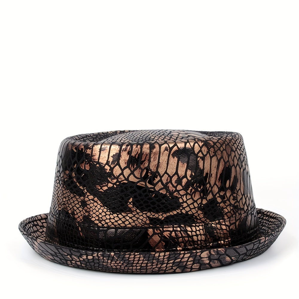Men's Jazz Flat Leather Top Hat Street Hat
