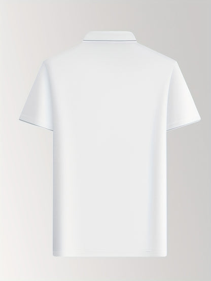 Men'S Casual Summer White Polo Shirt - Breathable, Short Sleeve, 3\u002F4 Length Buttons, Regular Fit, Casual Occasion, Casual Attire | Classic Polo Shirt | Breathable Fabric