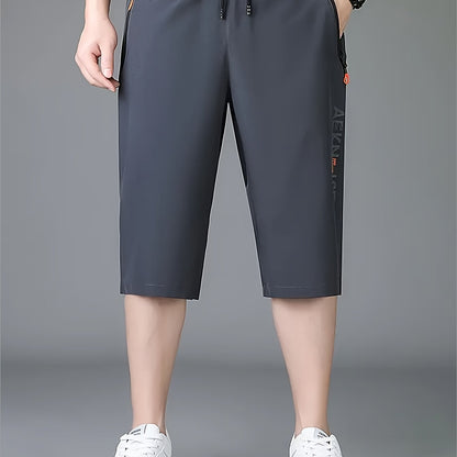 1pc Ice Slippy Fiber Fabric Casual Men's Quick-Dry Five-Pocket Summer Shorts Suitable for Running, Fitness, Basketball, etc